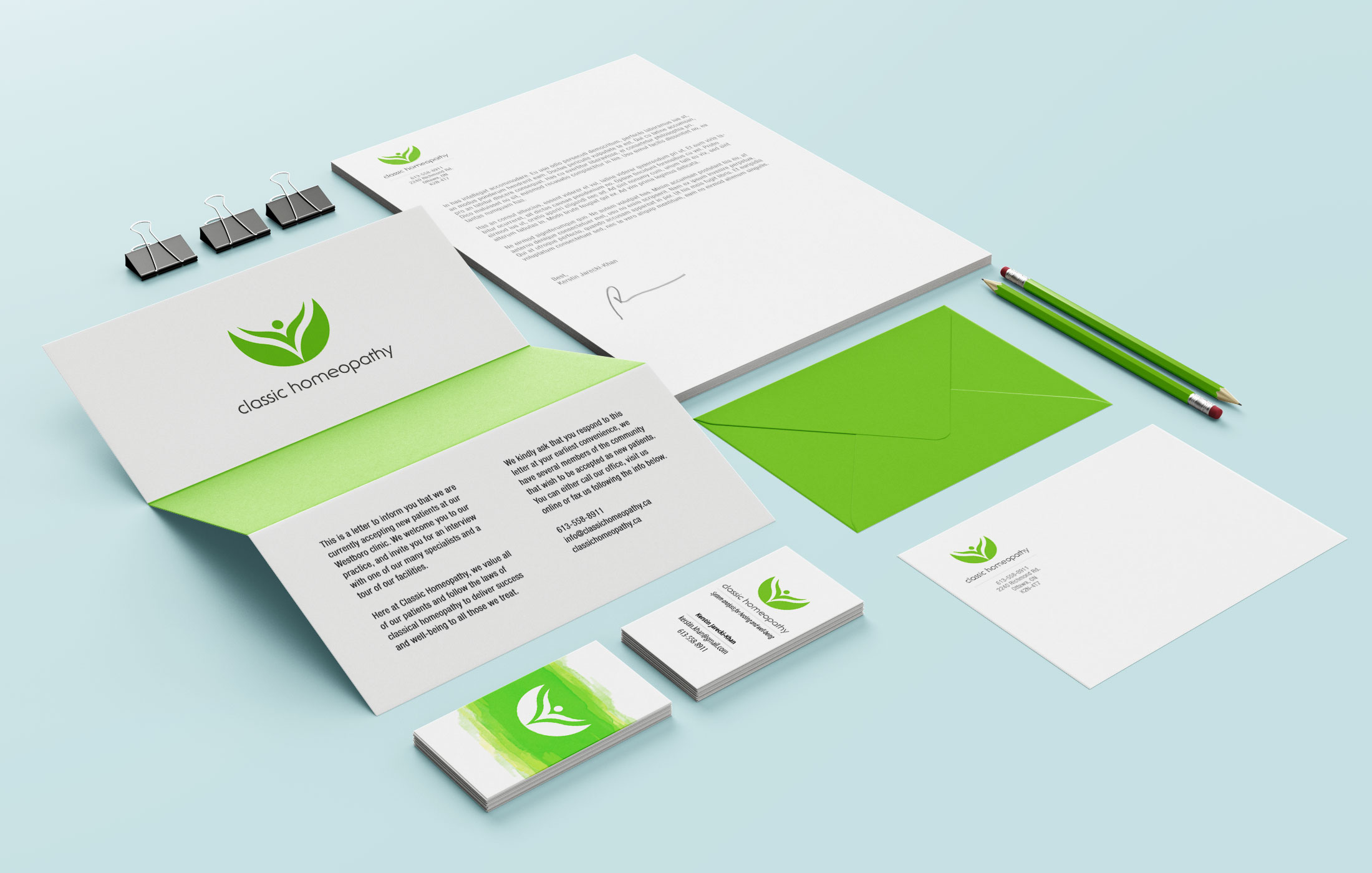 all stationery design for classic homeopathy